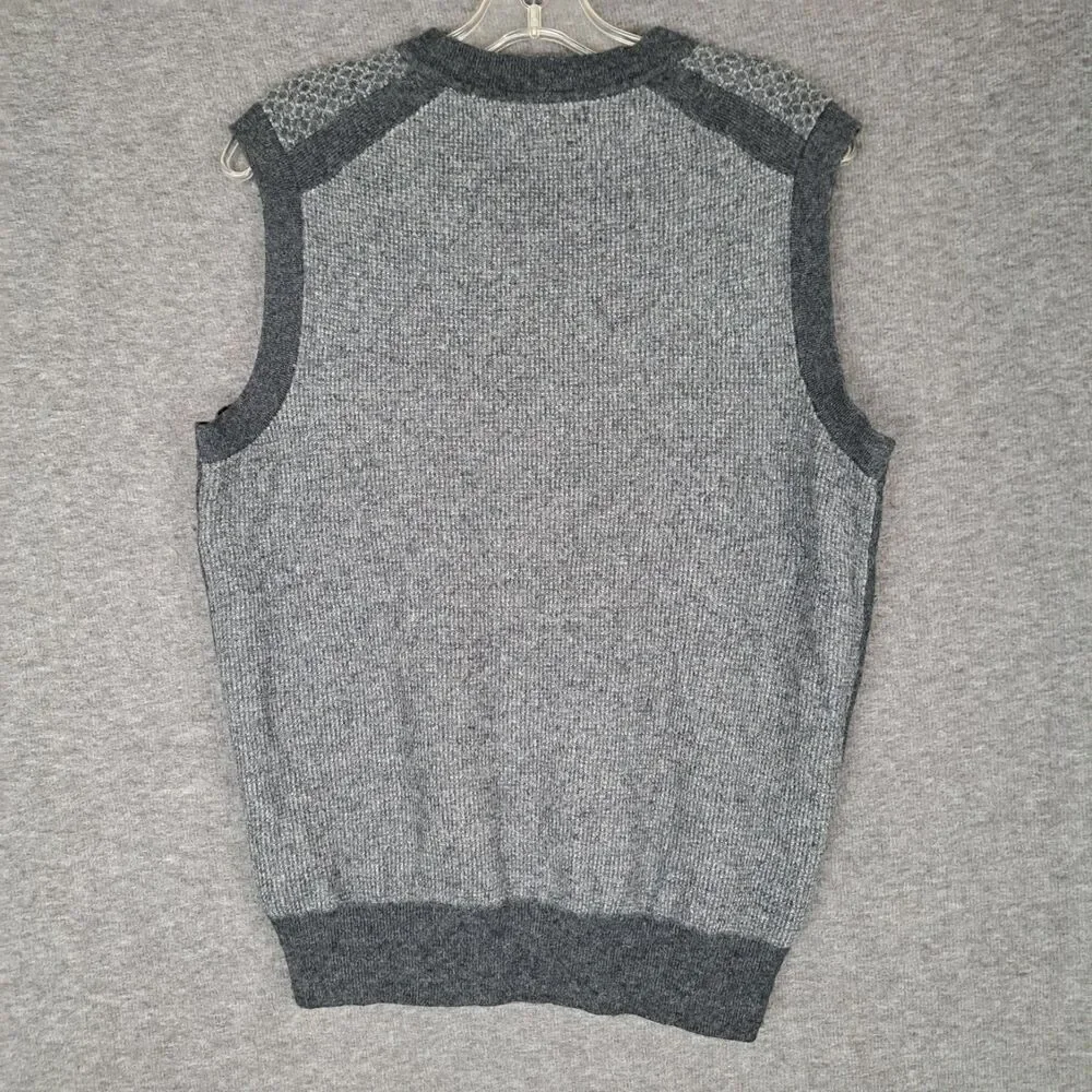 Banana Republic Sweater Vest Mens M Gray Wool Blend‎ Diamond VNeck Knit Pullover